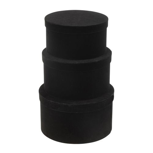 Lot De 3 Boîtes De Rangement Rondes Plates "vaughn" 32cm Noir