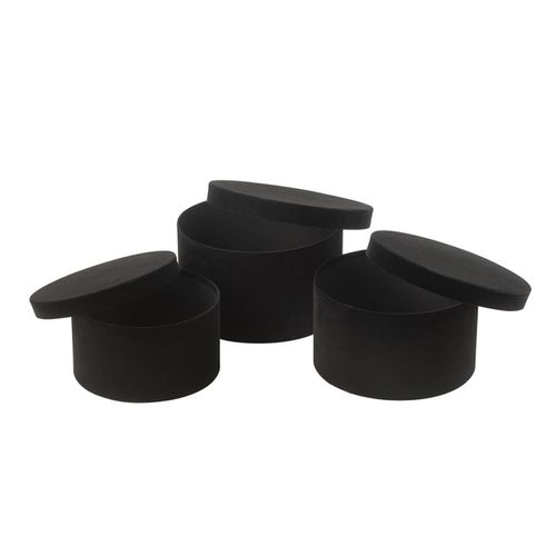 Lot De 3 Boîtes De Rangement Rondes Plates "vaughn" 32cm Noir