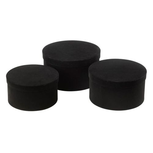 Lot De 3 Boîtes De Rangement Rondes Plates "vaughn" 32cm Noir