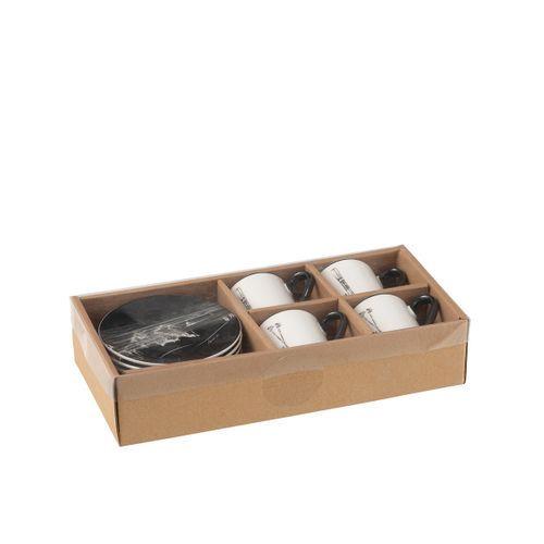 Lot De 4 Tasses à Café et Sous-tasses "après-ski" 8cl Blanc