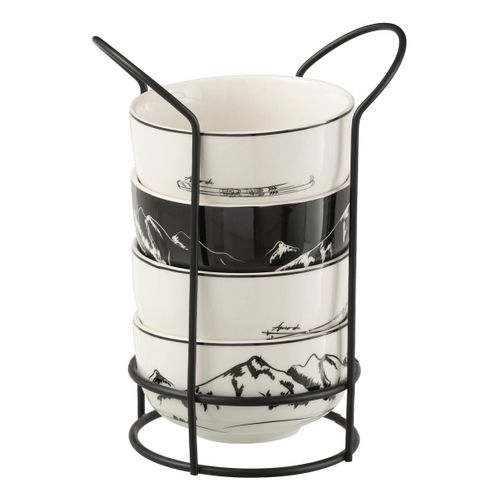 Lot De 4 Bols Avec Socle "après-ski" 11cm Blanc