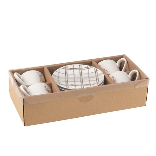 Lot De 4 Tasses à Thé et Sous-tasses "renne Winter" 22cl Blanc