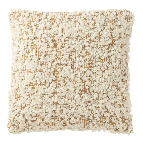 Coussin Bouclette "elvia" 45x45cm Camel et Crème