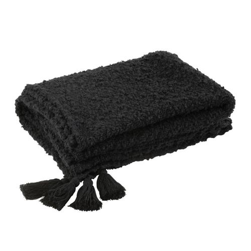 Plaid à Pompons "marea" 130x180cm Noir