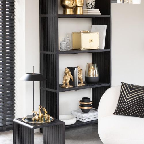 Vase Design En Verre "kyle" 18cm Noir et Doré