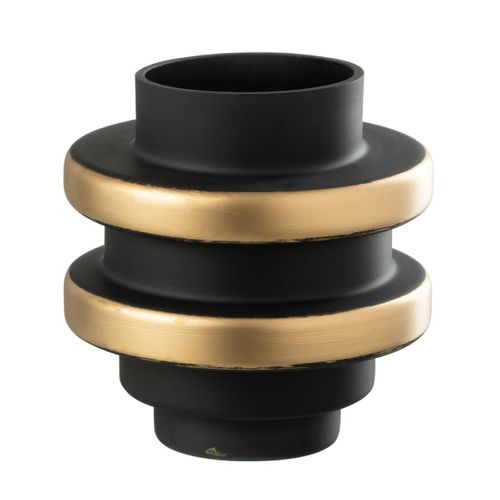 Vase Design En Verre "kyle" 18cm Noir et Doré