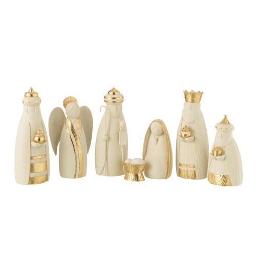 Crèche De Noël En Résine "7 Santons" 22cm Or