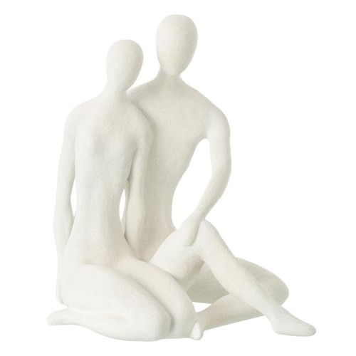 Statuette Couple Assis "moderne" 35cm Blanc