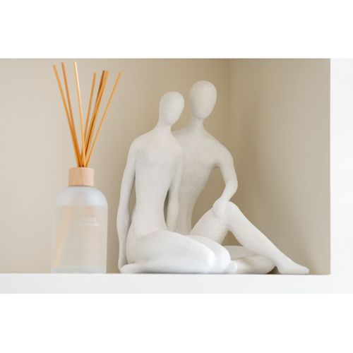 Statuette Couple Assis "moderne" 35cm Blanc