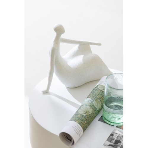 Lot De 2 Statuettes Femmes Assises "moderne" 25cm Blanc