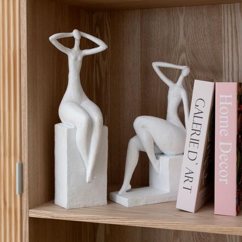 Statuette Femme Assise "moderne" 38cm Blanc