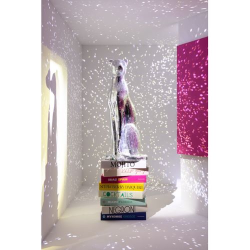 Statue Déco Léopard "disco" 62cm Argent