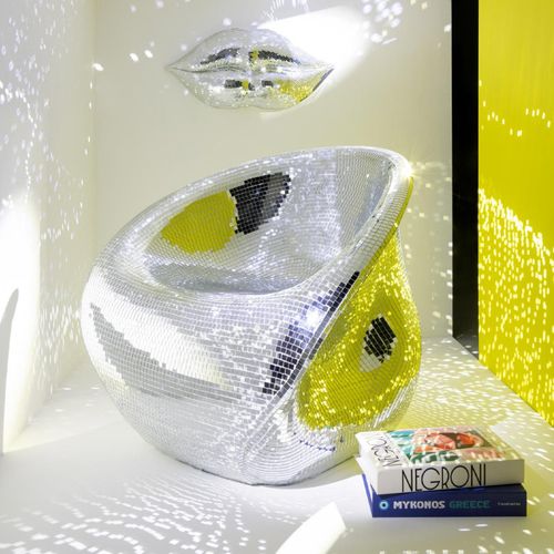 Fauteuil Design Miroir "disco" 73cm Argent