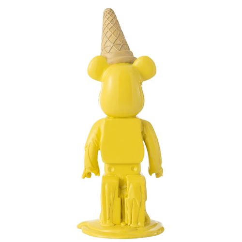Statuette Déco Ours "cornet Glace" 39cm Jaune