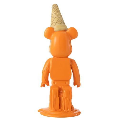 Statuette Déco Ours "cornet Glace" 39cm Orange