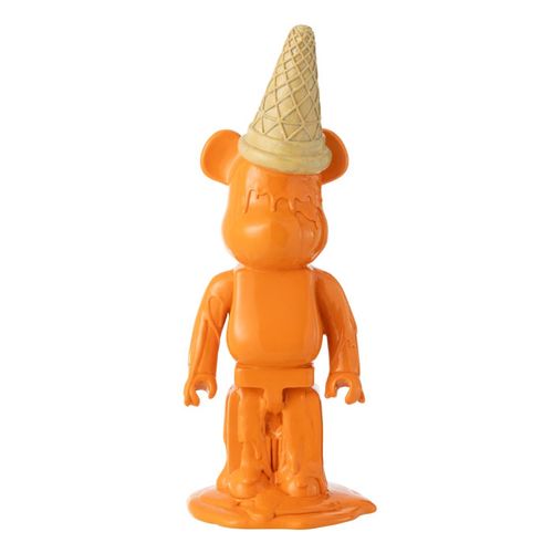 Statuette Déco Ours "cornet Glace" 39cm Orange