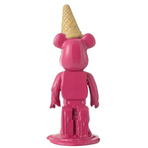 Statuette Déco Ours "cornet Glace" 39cm Fuchsia