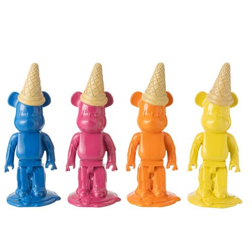 Statuette Déco Ours "cornet Glace" 39cm Bleu