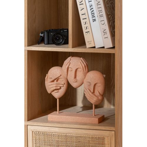 Statuette 3 Visages Sur Socle "morris" 30cm Terracotta