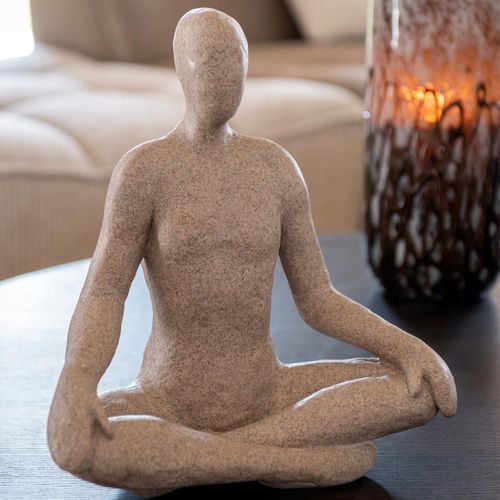 Statuette Yoga En Résine "shawn" 31cm Beige