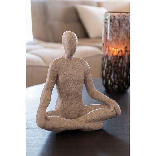 Statuette Yoga En Résine "shawn" 31cm Beige