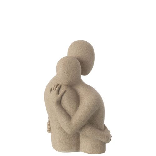 Buste Couple Câlin En Résine "shawn" 38cm Beige
