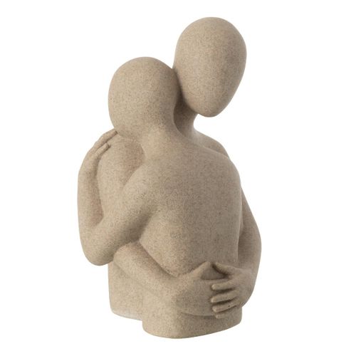 Buste Couple Câlin En Résine "shawn" 38cm Beige