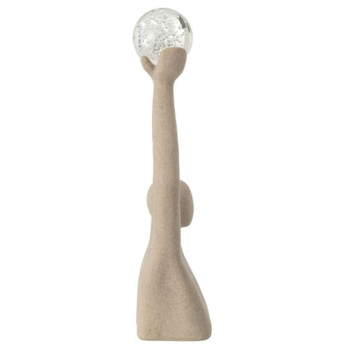 Buste Tête Boule Cristal "shawn" 52cm Beige