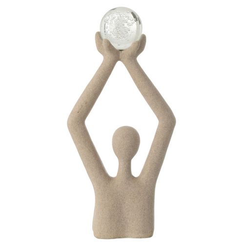 Buste Tête Boule Cristal "shawn" 52cm Beige