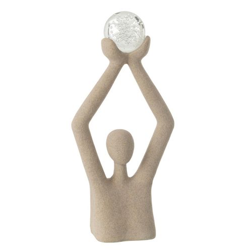 Buste Tête Boule Cristal "shawn" 52cm Beige