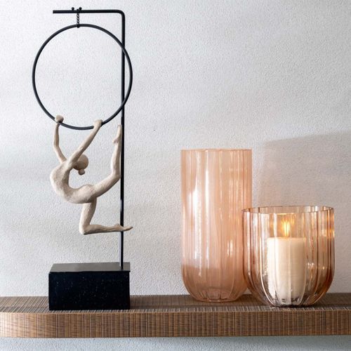 Gymnaste Cerceau Sur Socle "alpha" 48cm Beige et Noir