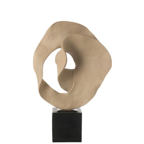 Déco Sur Socle En Résine "abstrait" 60cm Beige