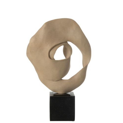 Déco Sur Socle En Résine "abstrait" 60cm Beige