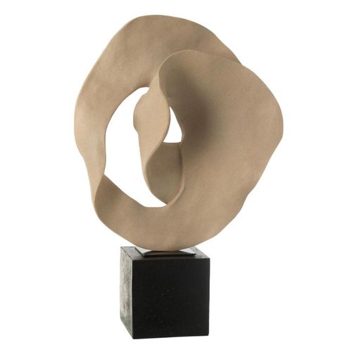 Déco Sur Socle En Résine "abstrait" 60cm Beige