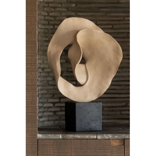 Déco Sur Socle En Résine "abstrait" 60cm Beige