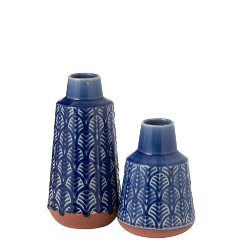 Vase Allongé En Porcelaine "leo" 25cm Bleu