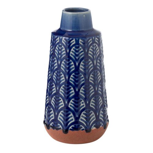 Vase Allongé En Porcelaine "leo" 25cm Bleu