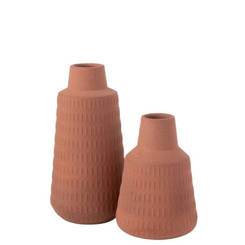 Vase Déco En Porcelaine "ria" 31cm Terracotta