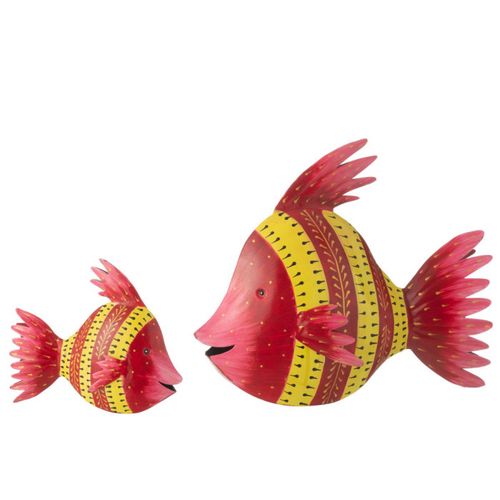 Statuette Déco Poisson En Métal "tom" 34cm Rouge