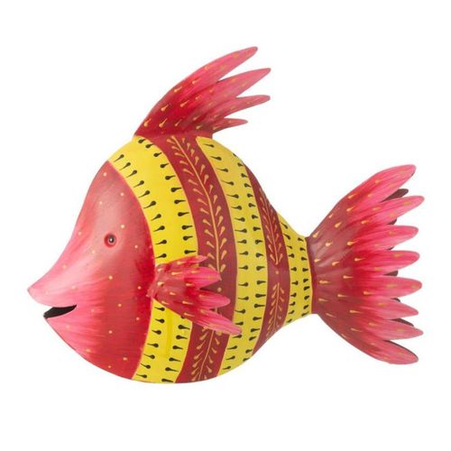 Statuette Déco Poisson En Métal "tom" 34cm Rouge