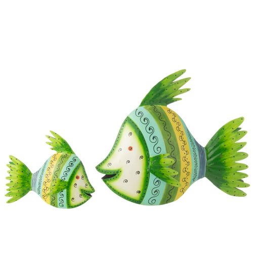 Statuette Déco Poisson En Métal "tom" 34cm Vert