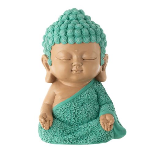 Statuette Moine Zen "toby" 19cm Bleu Azur