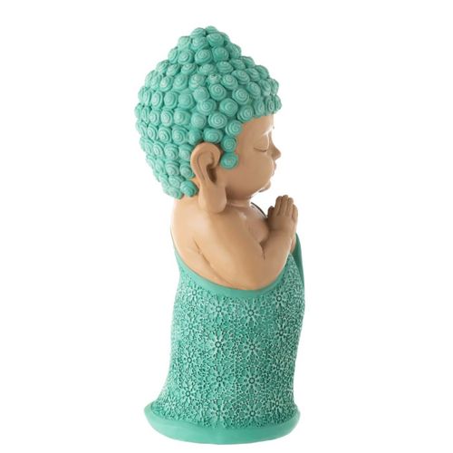 Statuette Moine Prière "toby" 32cm Bleu Azur