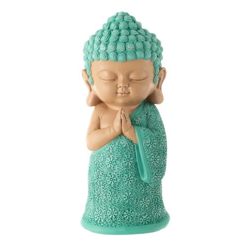 Statuette Moine Prière "toby" 32cm Bleu Azur