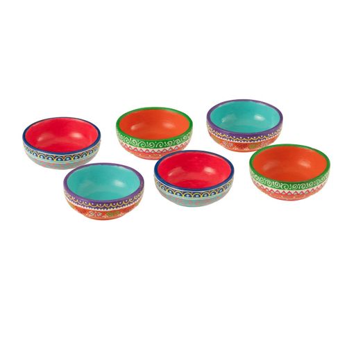 Lot De 6 Coupelles En Terre Cuite "mumbai" 8cm Multicolore