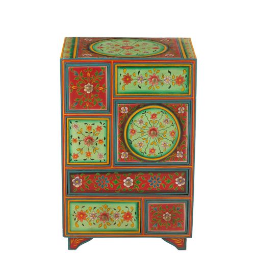 Commode 7 Tiroirs En Bois "mumbai" 65cm Multicolore
