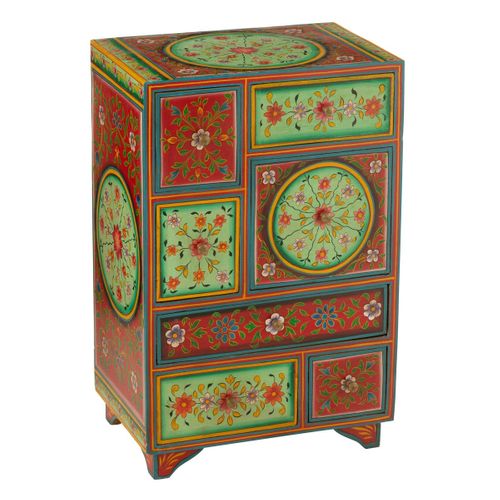 Commode 7 Tiroirs En Bois "mumbai" 65cm Multicolore