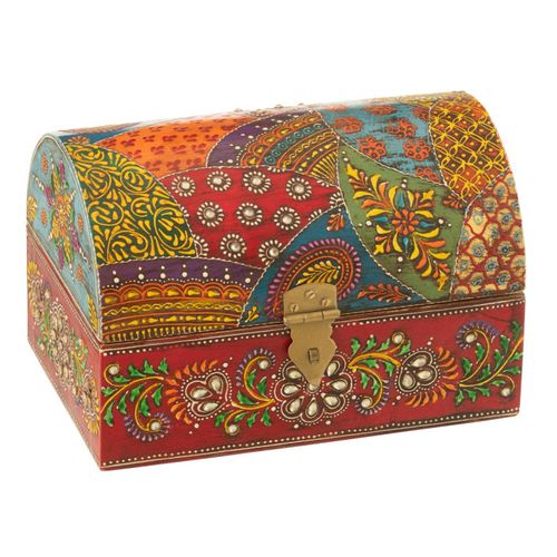 Boîte Déco En Bois "delhi" 23cm Multicolore