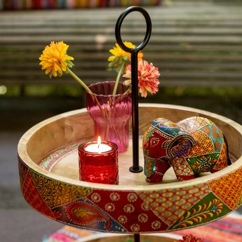 Statuette Éléphant En Bois "delhi" 20cm Multicolore