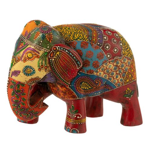 Statuette Éléphant En Bois "delhi" 20cm Multicolore